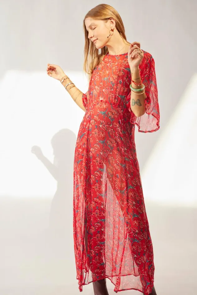 Natalie Martin LILY DRESS Chiffon Watercolor Vermil Shop Dresses