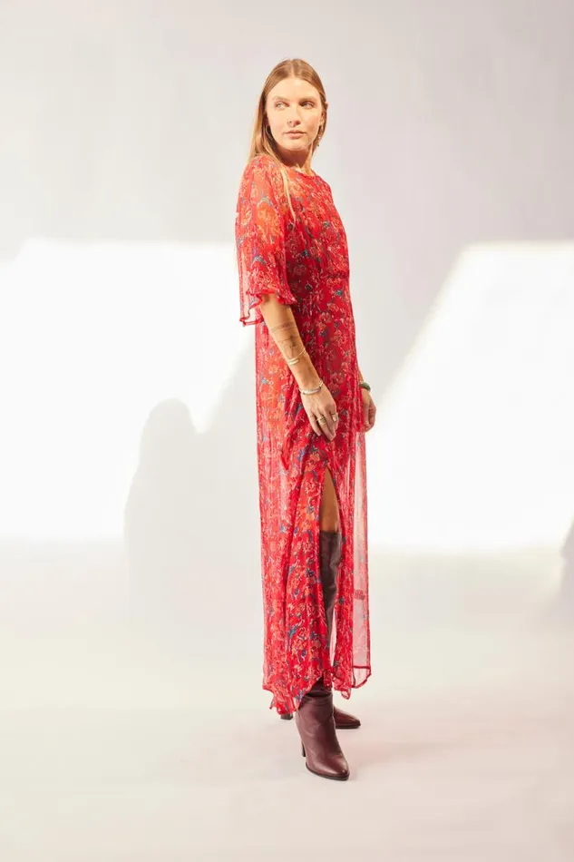 Natalie Martin LILY DRESS Chiffon Watercolor Vermil Shop Dresses