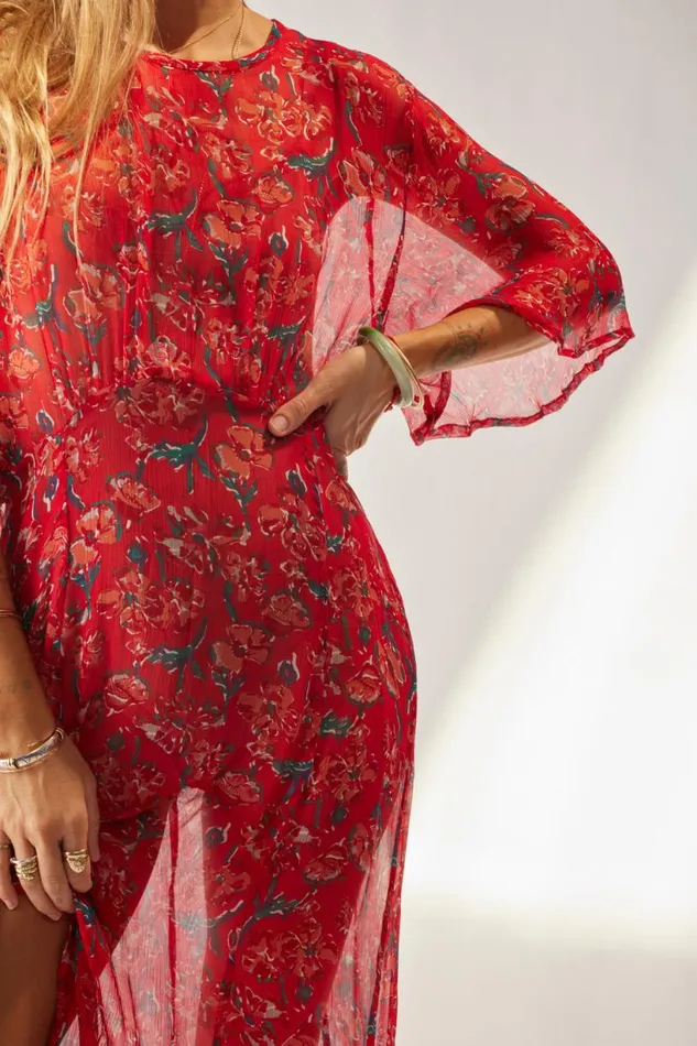 Natalie Martin LILY DRESS Chiffon Watercolor Vermil Shop Dresses