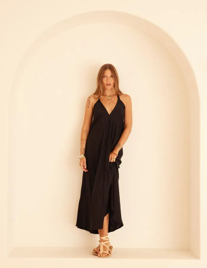 Natalie Martin LOLA DRESS Black Silk Shop Coverups