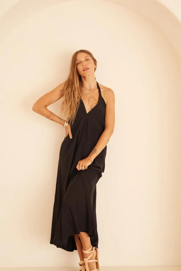 Natalie Martin LOLA DRESS Black Silk Shop Coverups