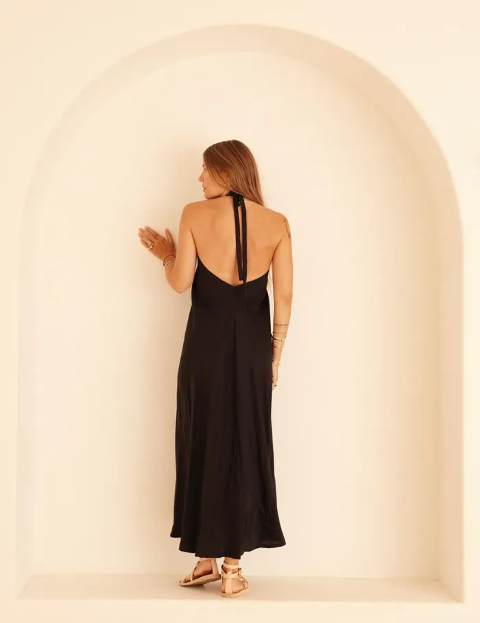 Natalie Martin LOLA DRESS Black Silk Shop Coverups
