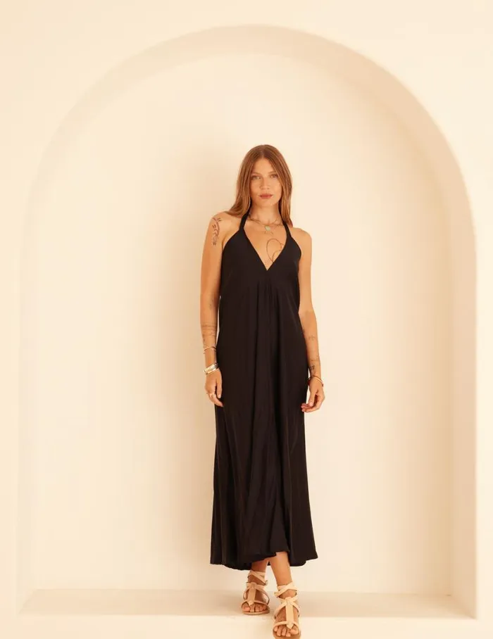 Natalie Martin LOLA DRESS Black Silk Shop Coverups
