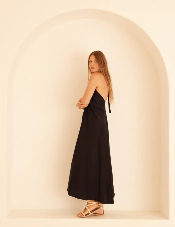 Natalie Martin LOLA DRESS Black Silk Shop Coverups