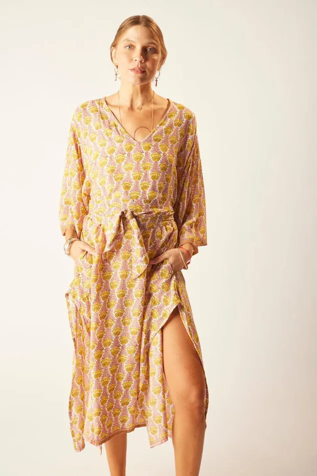 Natalie Martin MARIN DRESS WITH SASH Tulip Bahamas Pink Shop Dresses