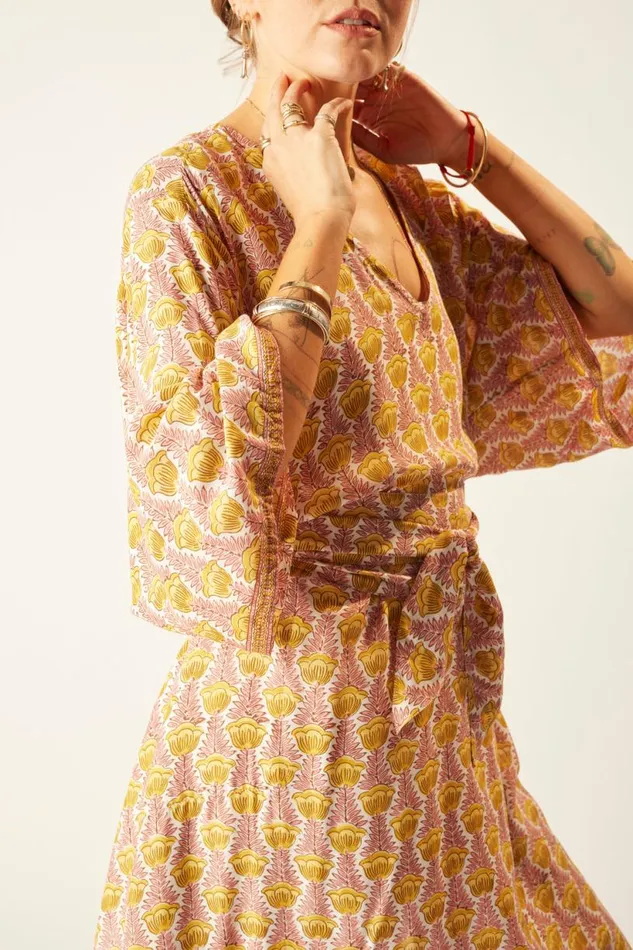 Natalie Martin MARIN DRESS WITH SASH Tulip Bahamas Pink Shop Dresses