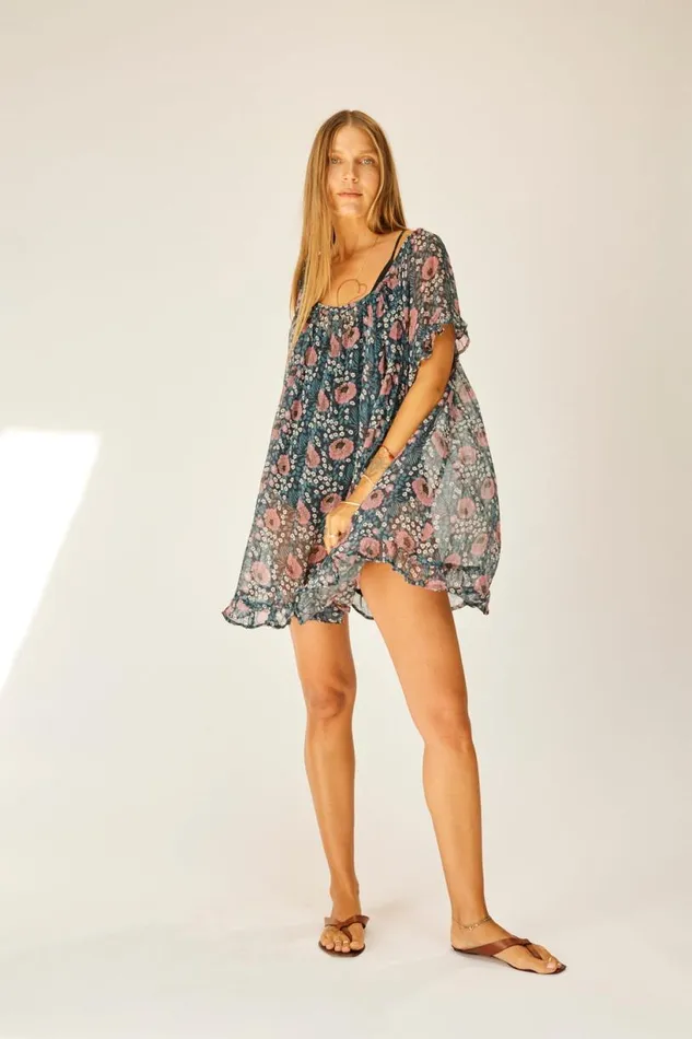 Natalie Martin MARINA DRESS Vintage Flowers Indigo Shop Dresses
