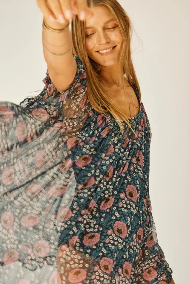 Natalie Martin MARINA DRESS Vintage Flowers Indigo Shop Dresses