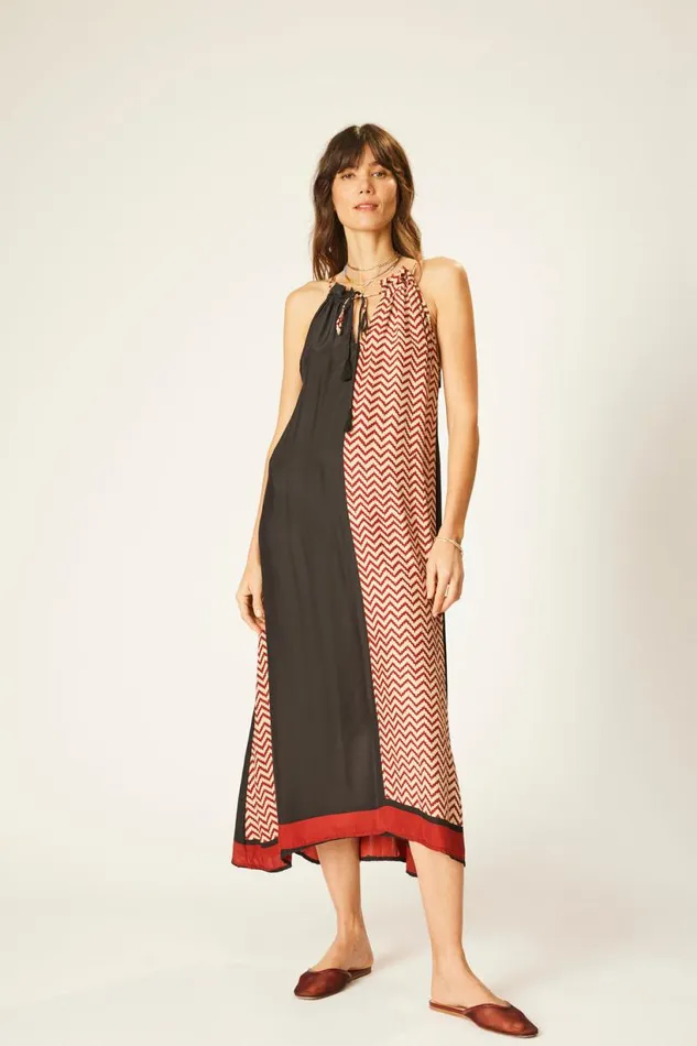 Natalie Martin MARLIEN DRESS Block Zigzag Noire Shop Dresses