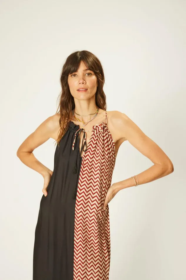 Natalie Martin MARLIEN DRESS Block Zigzag Noire Shop Dresses