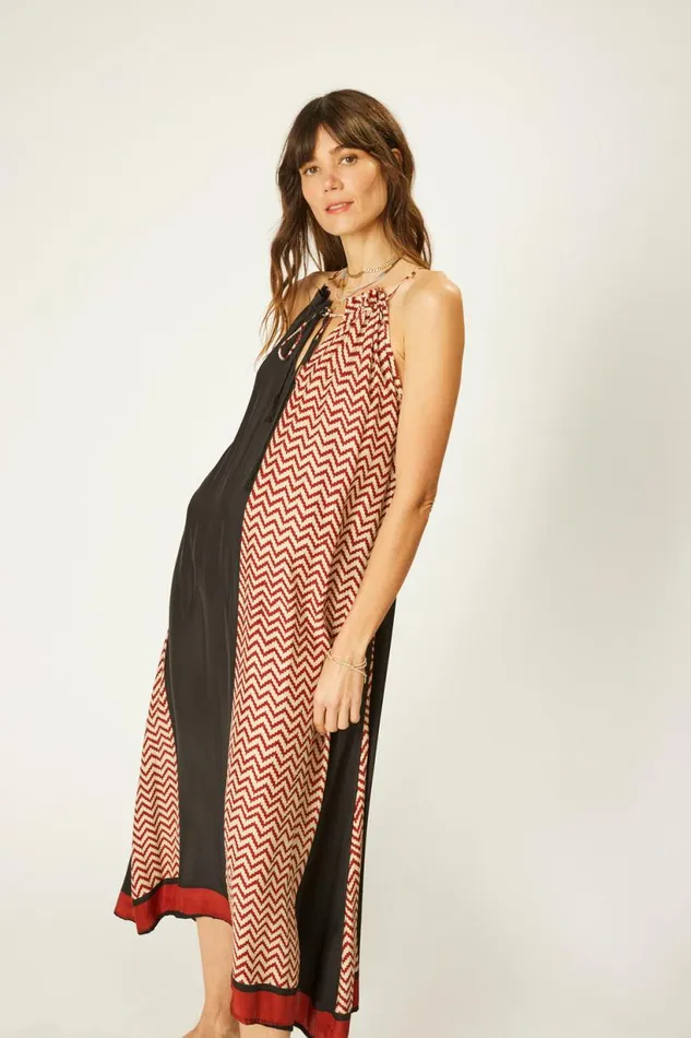 Natalie Martin MARLIEN DRESS Block Zigzag Noire Shop Dresses