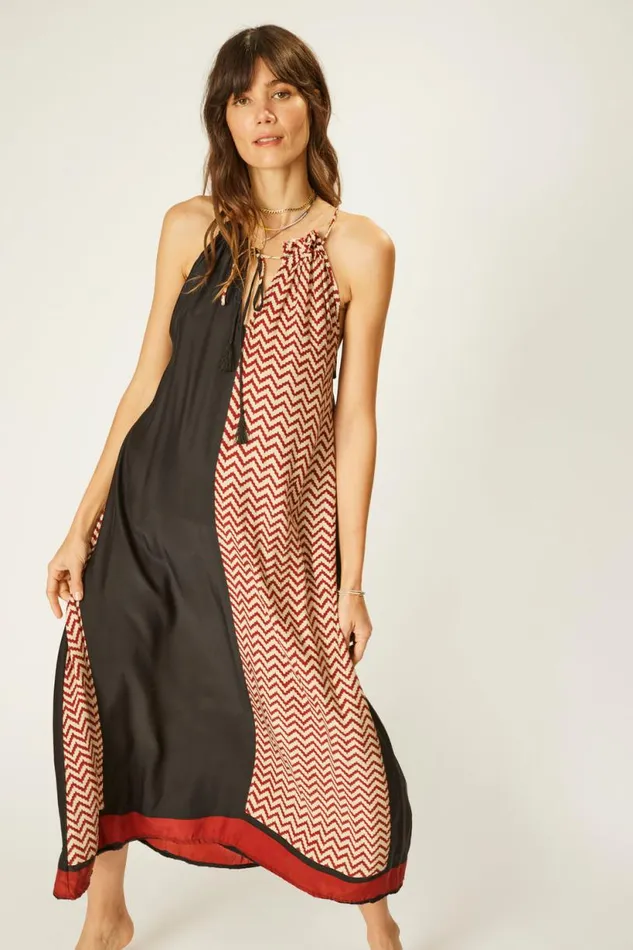 Natalie Martin MARLIEN DRESS Block Zigzag Noire Shop Dresses