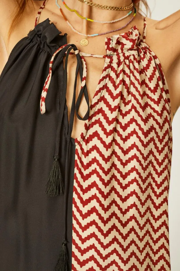 Natalie Martin MARLIEN DRESS Block Zigzag Noire Shop Dresses