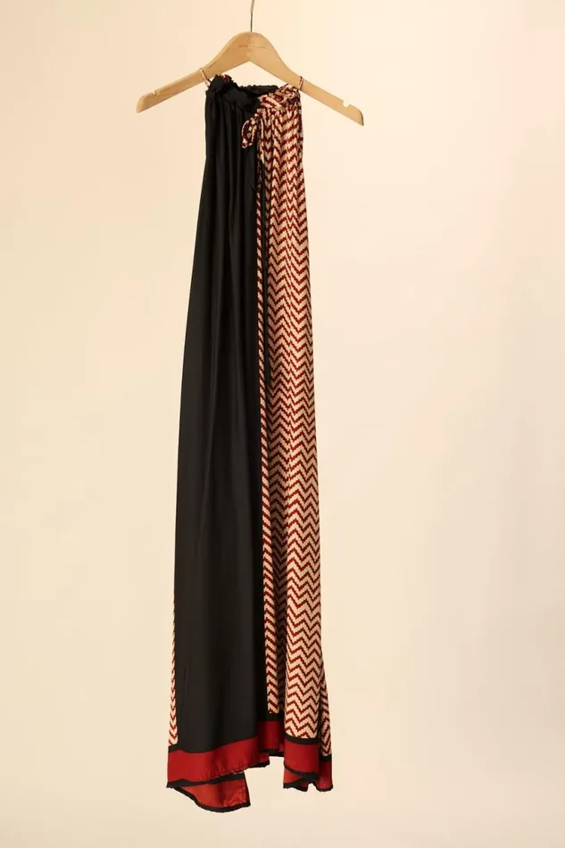 Natalie Martin MARLIEN DRESS Block Zigzag Noire Shop Dresses