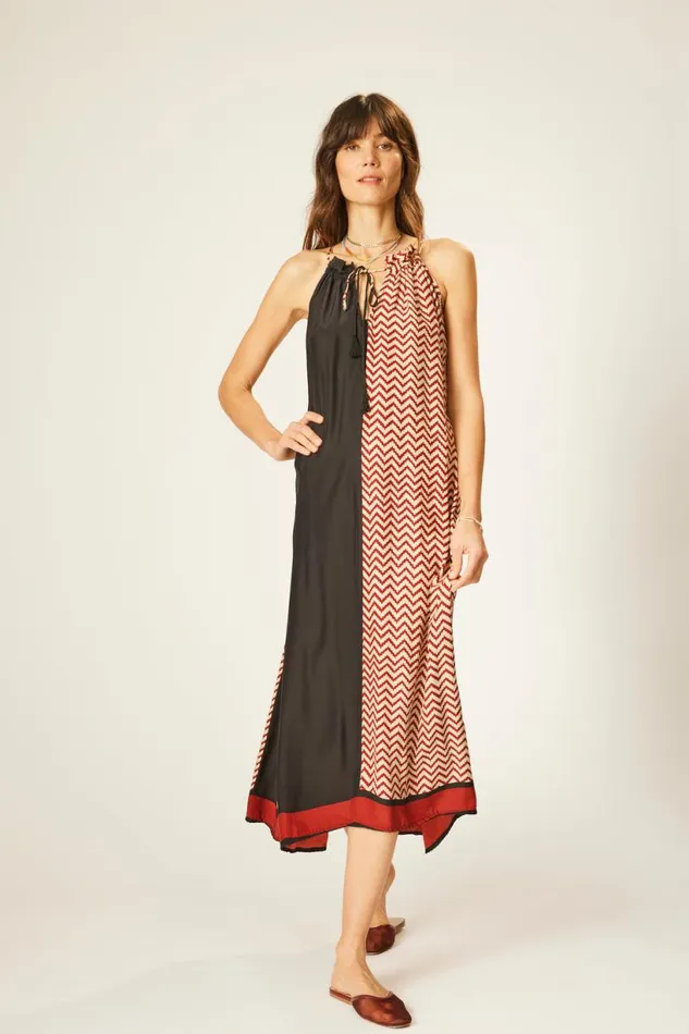 Natalie Martin MARLIEN DRESS Block Zigzag Noire Shop Dresses