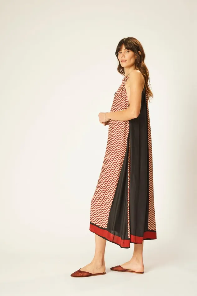 Natalie Martin MARLIEN DRESS Block Zigzag Noire Shop Dresses