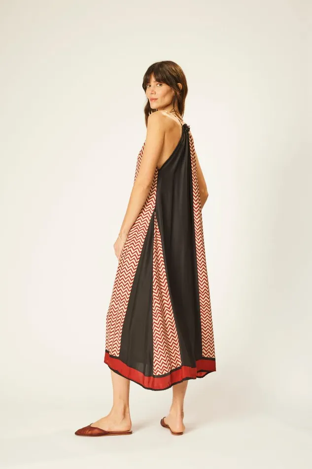 Natalie Martin MARLIEN DRESS Block Zigzag Noire Shop Dresses