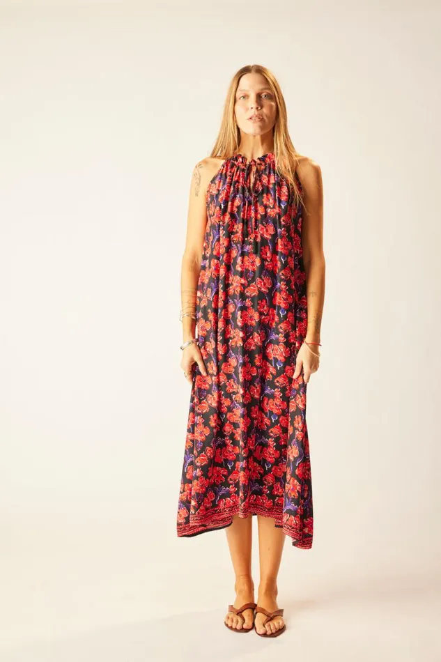 Natalie Martin MARLIEN DRESS Silk Watercolor Onyx Shop Dresses