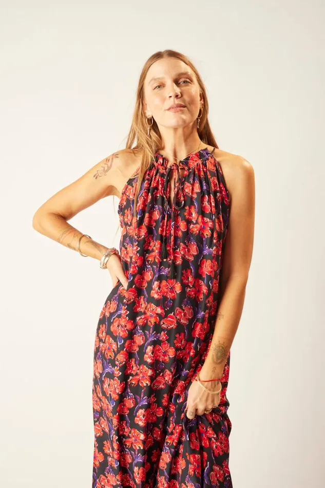 Natalie Martin MARLIEN DRESS Silk Watercolor Onyx Shop Dresses