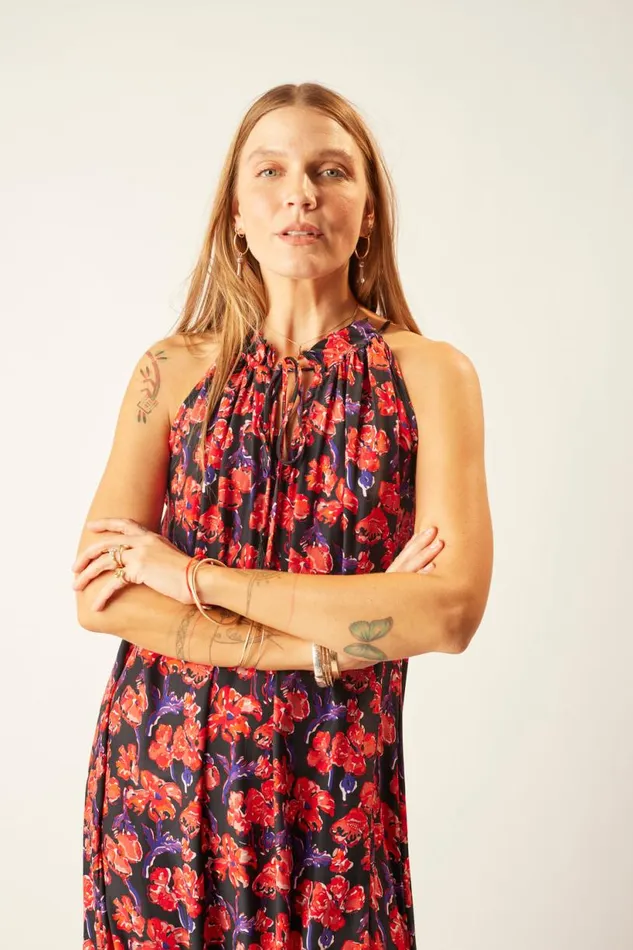 Natalie Martin MARLIEN DRESS Silk Watercolor Onyx Shop Dresses