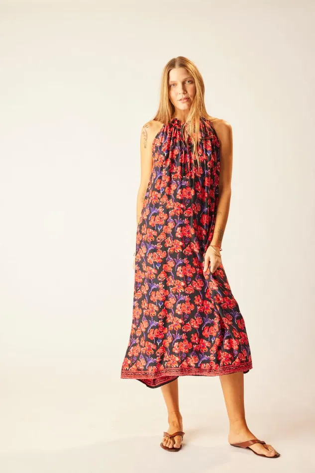 Natalie Martin MARLIEN DRESS Silk Watercolor Onyx Shop Dresses