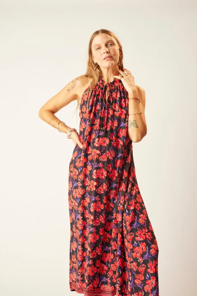 Natalie Martin MARLIEN DRESS Silk Watercolor Onyx Shop Dresses