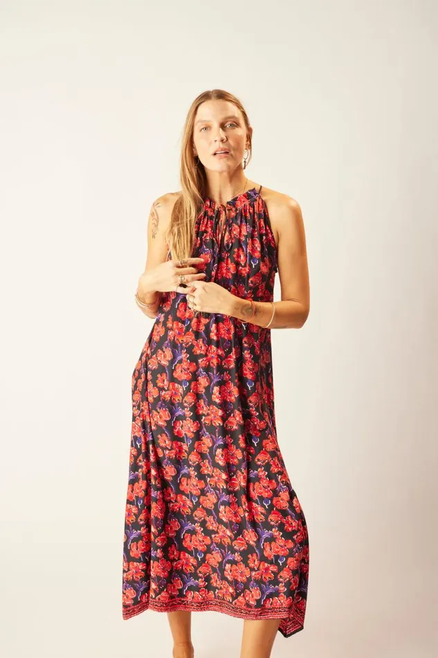 Natalie Martin MARLIEN DRESS Silk Watercolor Onyx Shop Dresses