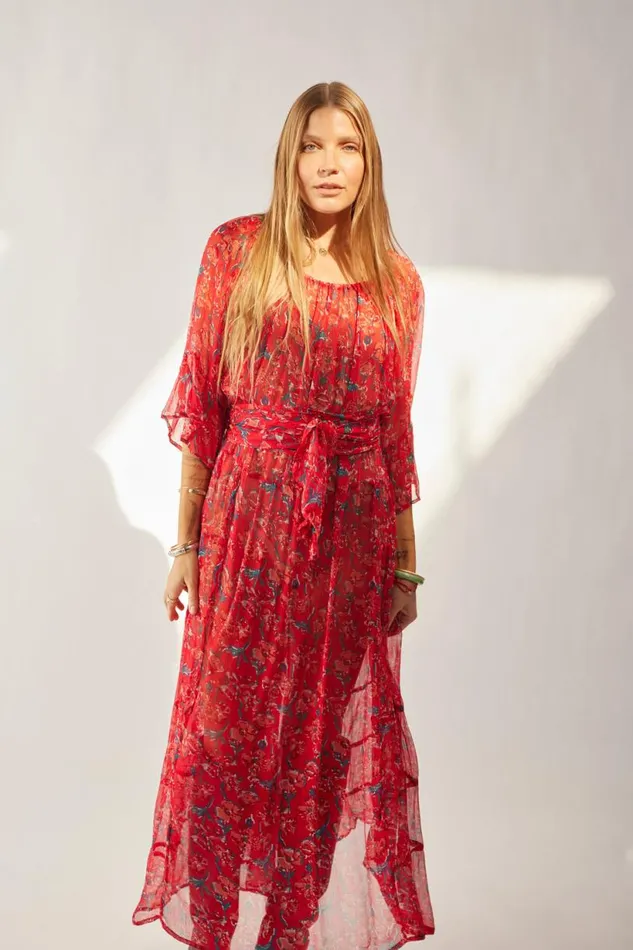 Natalie Martin MESA MAXI Chiffon Watercolor Verm Shop Dresses