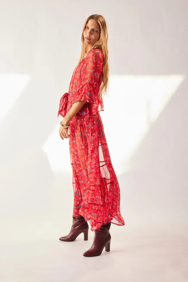 Natalie Martin MESA MAXI Chiffon Watercolor Verm Shop Dresses
