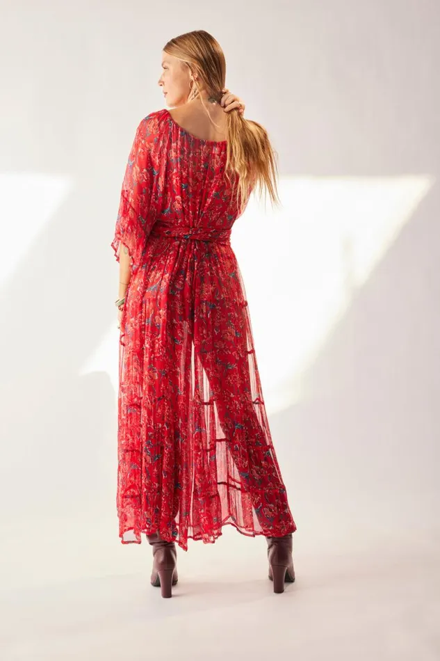 Natalie Martin MESA MAXI Chiffon Watercolor Verm Shop Dresses