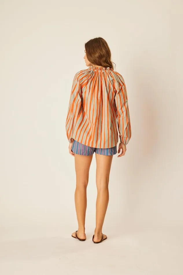 Natalie Martin PENNY BLOUSE Batik Stripe Sage Shop Tops
