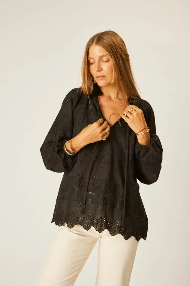 Natalie Martin PENNY BLOUSE Geranium Midnight Shop Tops