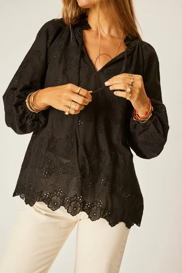 Natalie Martin PENNY BLOUSE Geranium Midnight Shop Tops