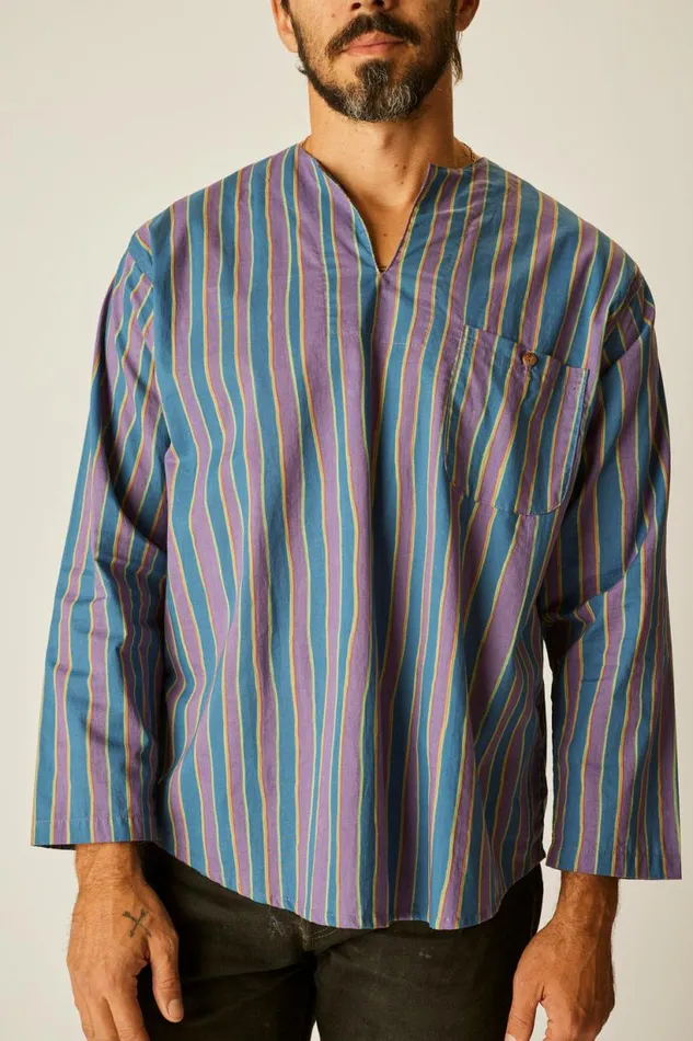 Natalie Martin RYAN SHIRT Batik Stripe Lavender Shop Tops