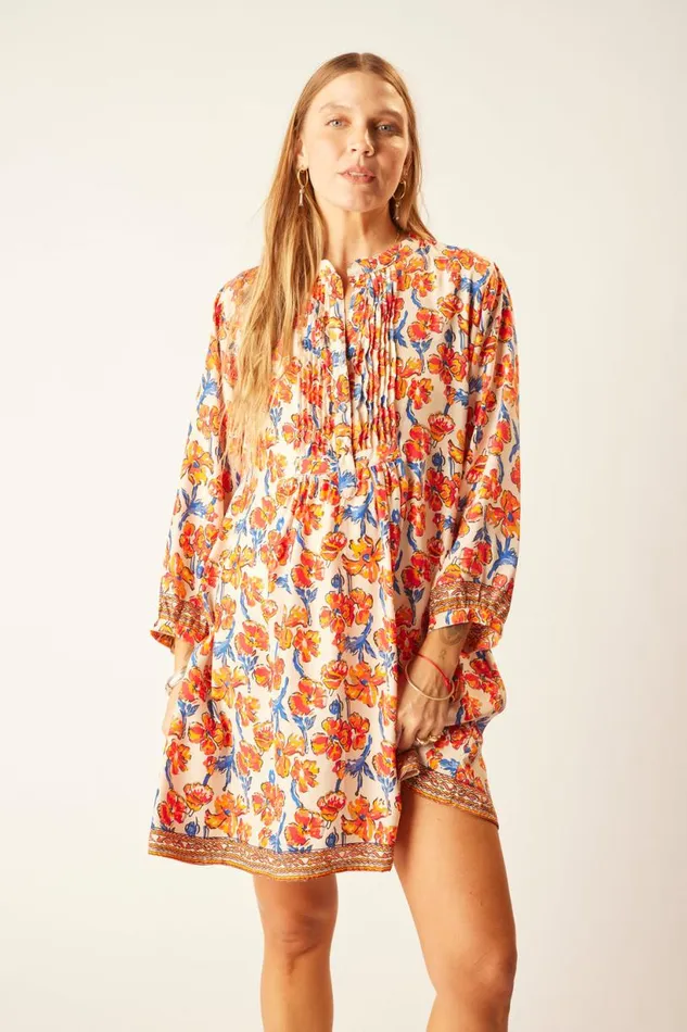Natalie Martin SAMMIE SHORT DRESS Silk Watercolor Clementine Shop Dresses