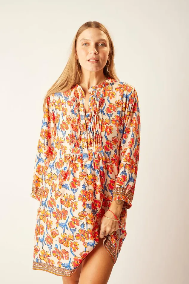 Natalie Martin SAMMIE SHORT DRESS Silk Watercolor Clementine Shop Dresses