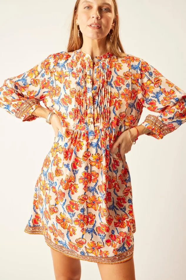 Natalie Martin SAMMIE SHORT DRESS Silk Watercolor Clementine Shop Dresses