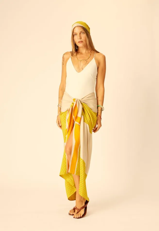 Natalie Martin SARONGSCARF Block Zigzag Tangerine Shop Bottoms
