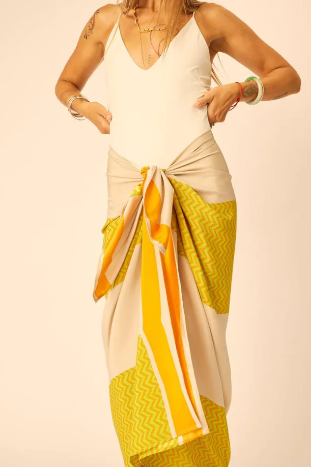 Natalie Martin SARONGSCARF Block Zigzag Tangerine Shop Bottoms