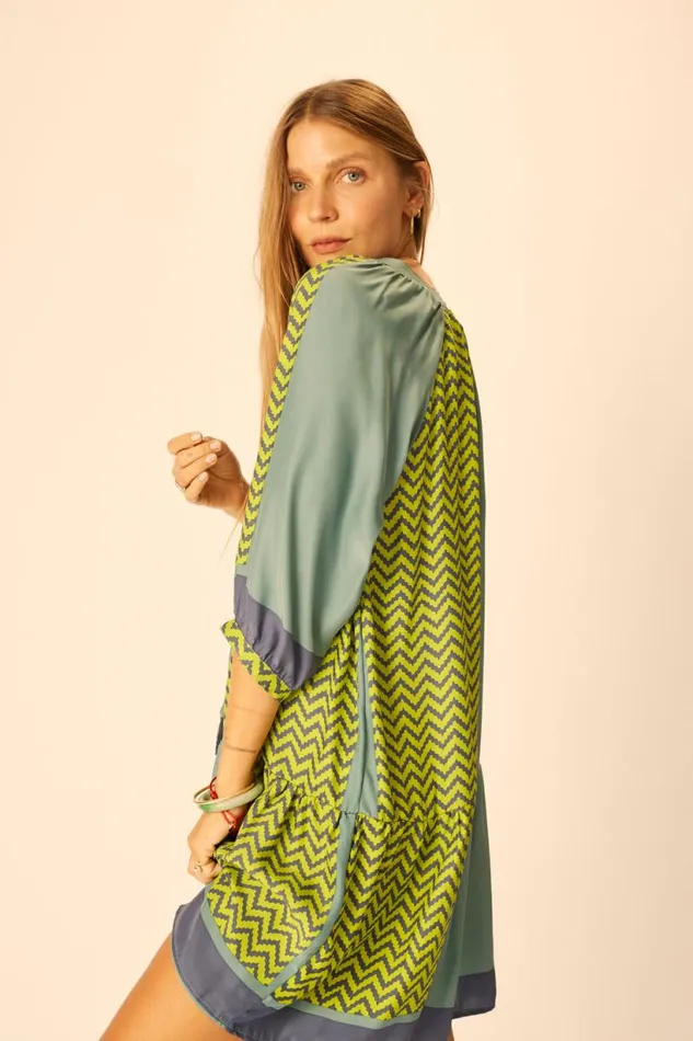 Natalie Martin STEVIE DRESS Block Zigzag Lime Shop Dresses