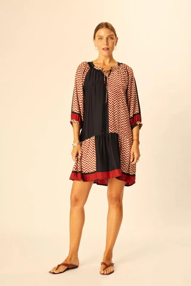 Natalie Martin STEVIE DRESS Block Zigzag Noire Shop Dresses