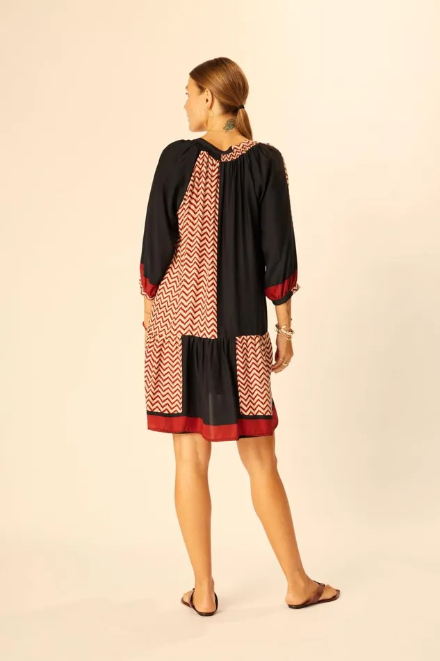 Natalie Martin STEVIE DRESS Block Zigzag Noire Shop Dresses