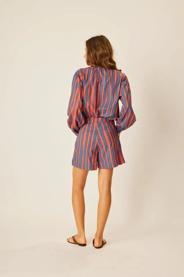Natalie Martin TOLAN SHIRT Batik Stripe Blood Orange Shop Tops