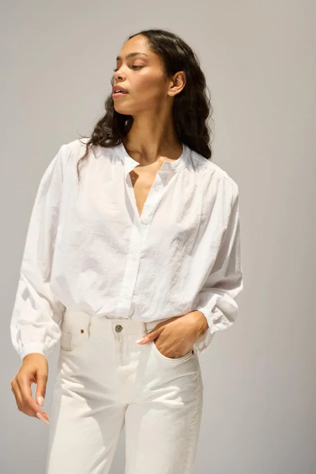 Natalie Martin TOLAN SHIRT White Flat Cotton Shop Tops