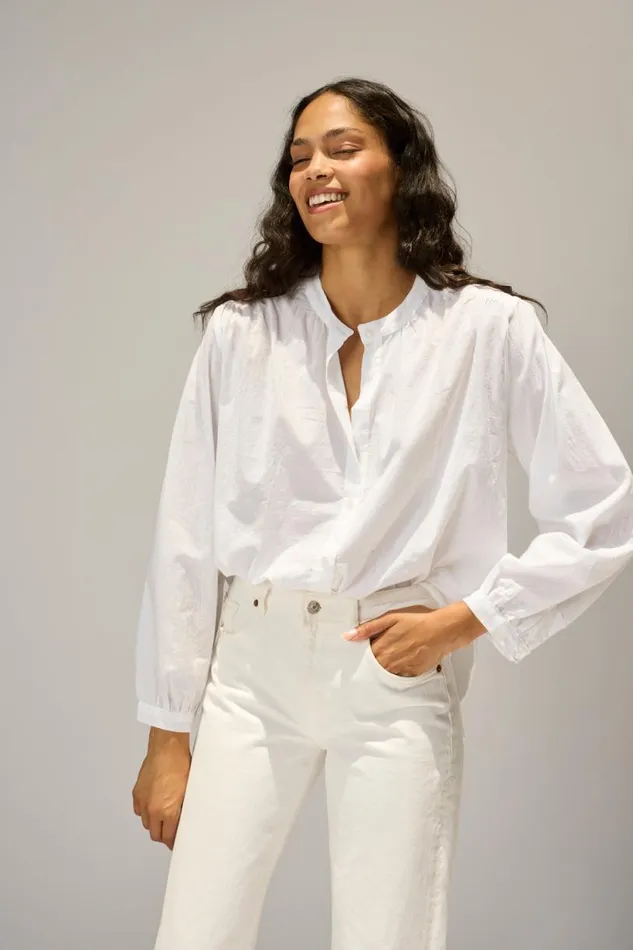 Natalie Martin TOLAN SHIRT White Flat Cotton Shop Tops