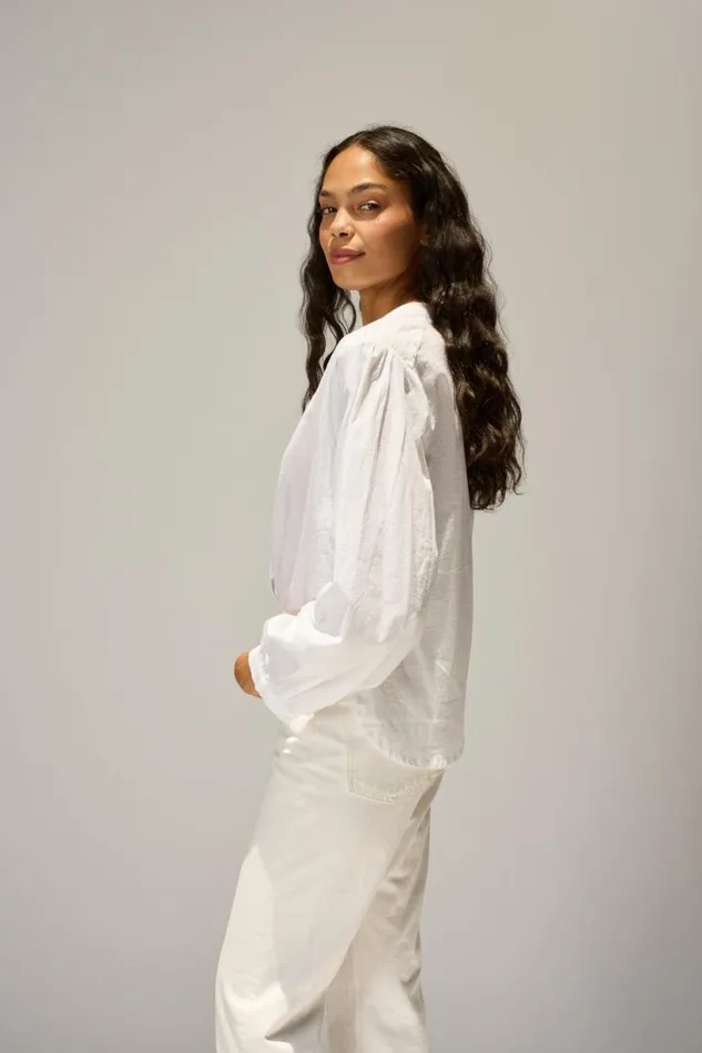 Natalie Martin TOLAN SHIRT White Flat Cotton Shop Tops