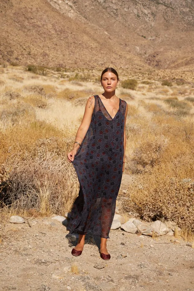 Natalie Martin TOVA MAXI Snowflake Steel Blue Shop Dresses