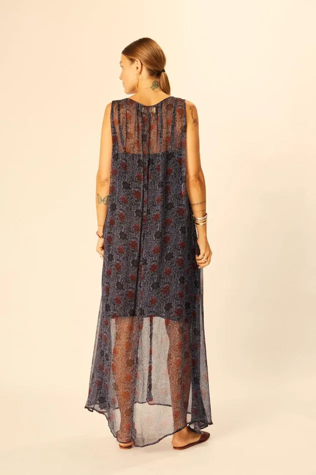 Natalie Martin TOVA MAXI Snowflake Steel Blue Shop Dresses