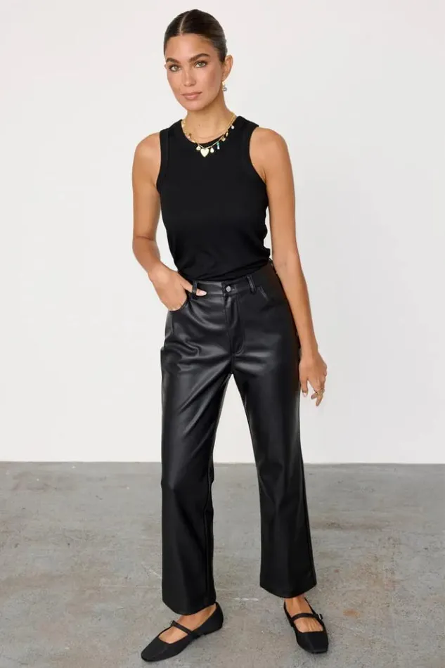 Never Fully Dressed Black Vegan Leather Trousers Petite Women Vegan Leather