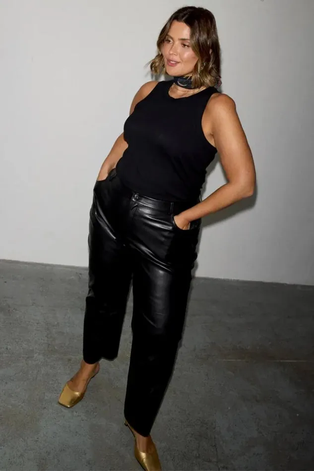 Never Fully Dressed Black Vegan Leather Trousers Petite Women Vegan Leather